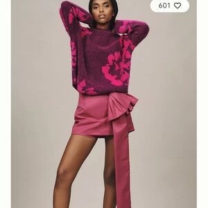 Anthropologie Pink Floral Sweater